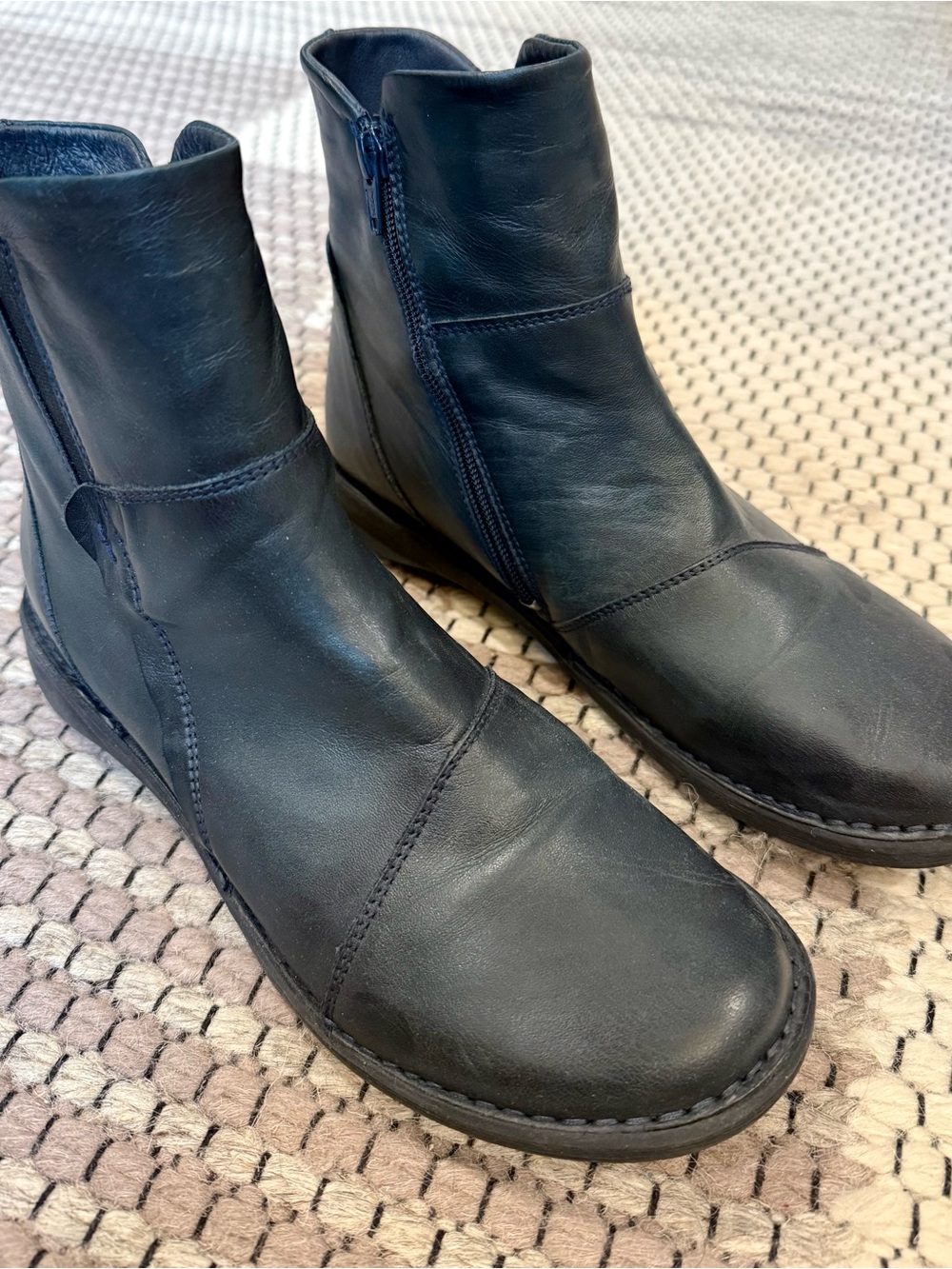 Miz Mooz Ocean Blue Women's Zip Ankle Booties